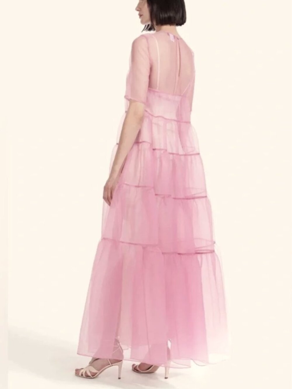 NWT STAUD Hyacinth short sleeve Tiered Organze Maxi Dress - Picture 8 of 13